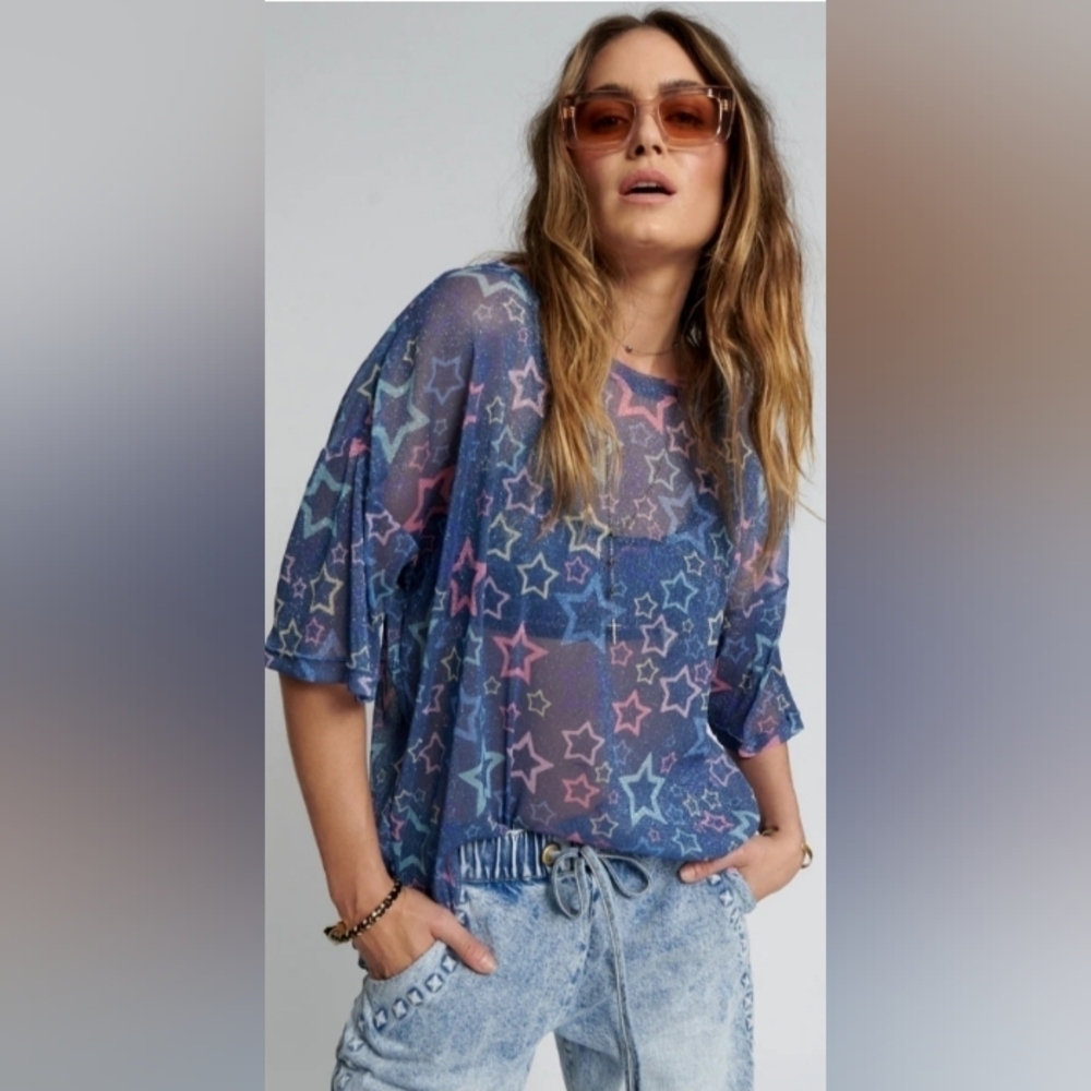 One Teaspoon sensory star oversized mesh Tee
